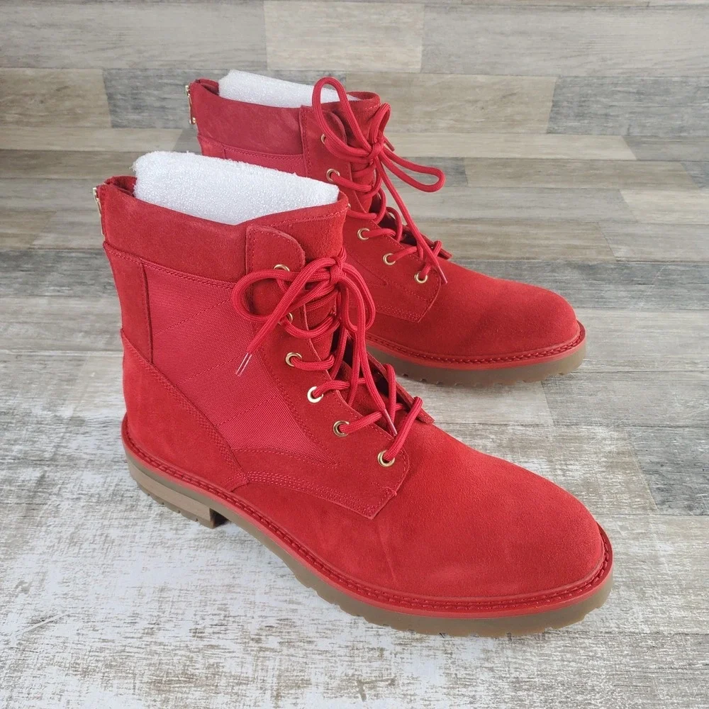 Saint Morta Legion Mens Boots Sz 10 Red‎ Gum Suede Comfort Lace Up Back Zip